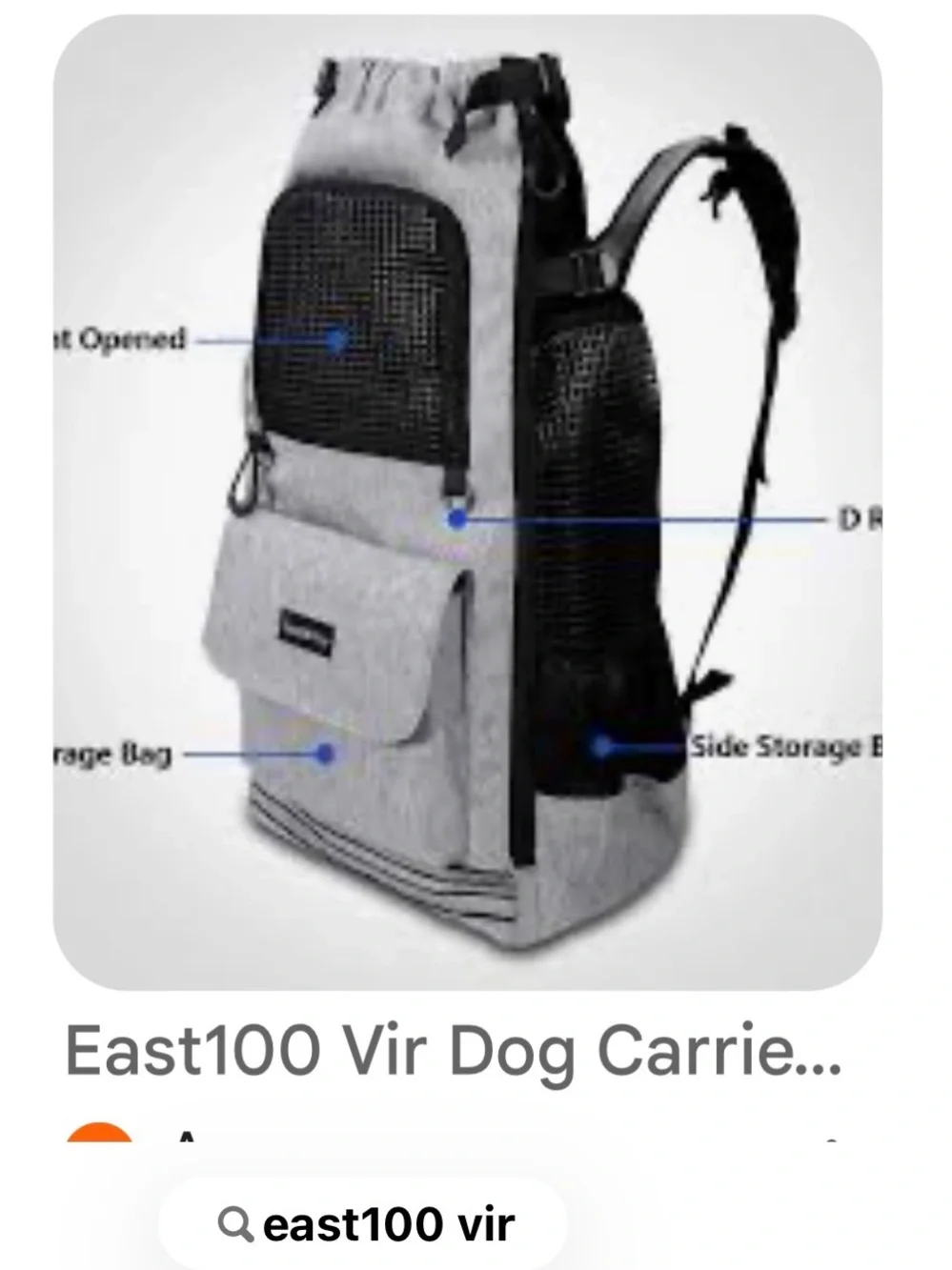 Gray and Black Small Pet Carrier Backpack